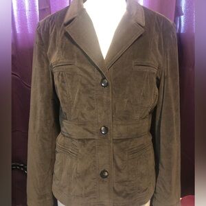 Lady Hathaway Velvet Cotton Button Blazer Jacket Chocolate Brown